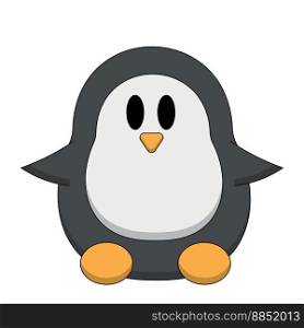 Cute cartoon Penguin. Draw illustration in color