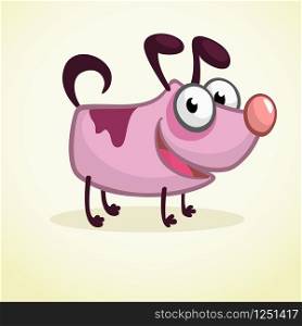 Cute Cartoon Pink Dog. Vector Illustration on white background for design