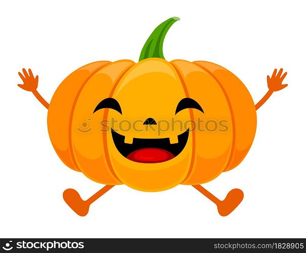Cute cartoon pumpkin character design. Happy Halloween day concept. Vector illustration.