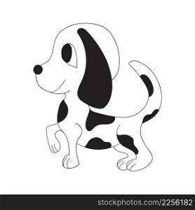 Cute cartoon puppy dog on white background isolated. Vector illustration.