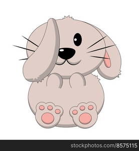 Cute cartoon Rabbit. Draw illustration in color