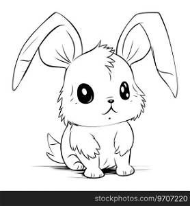 Cute cartoon rabbit. Vector illustration for coloring book or page.