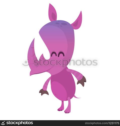 Cute cartoon rhino character illustration. Flat design isolated