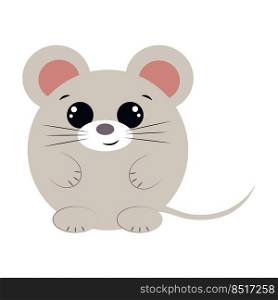 Cute cartoon round Mouse. Draw illustration in color