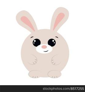 Cute cartoon round Rabbit. Draw illustration in color