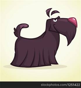 Cute cartoon scottish terrier. Vector black Scottie dog
