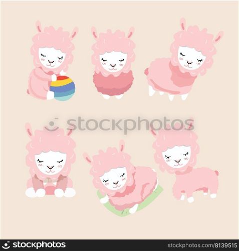 Cute cartoon sheep set. 