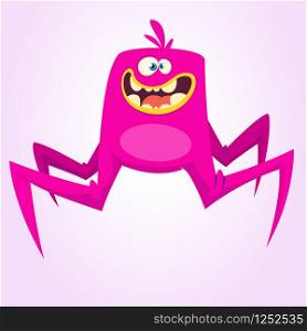 Cute cartoon spider monster. Vector illustration