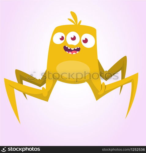 Cute cartoon spider monster. Vector illustration