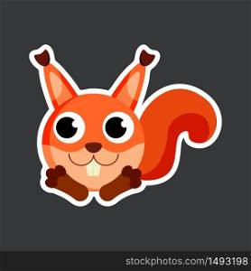 cute cartoon squirrel sticker vector illustration. Flat design.