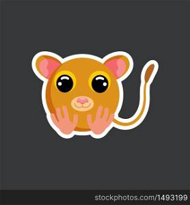 cute cartoon tarsier sticker vector illustration. Flat design.