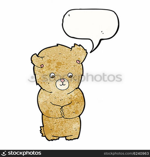 cute cartoon teddy bear with speech bubble