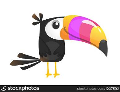 Cute cartoon toucan bird isolated
