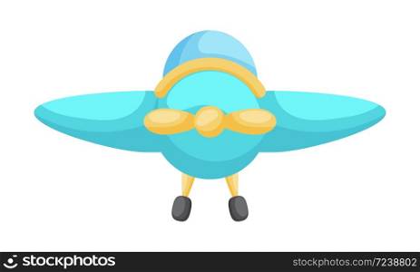 Cute cartoon turquoise-yellow plane for design of album, scrapbook, card and invitation. Flat cartoon colorful vector illustration isolated on white background.