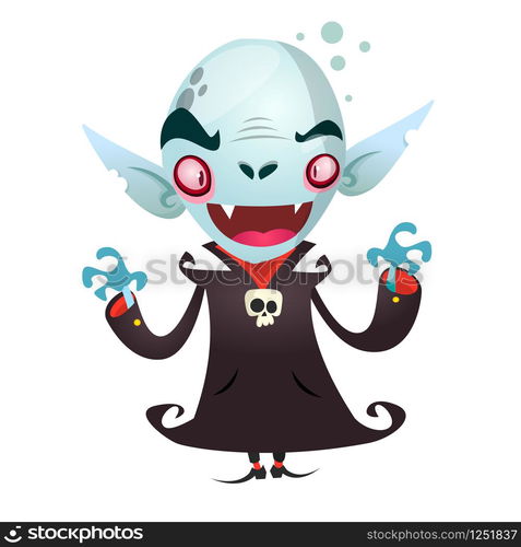 Cute cartoon vampire smiling. Vector illustration