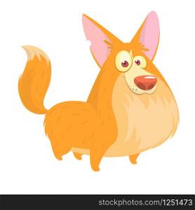 Cute cartoon vector drawing of dog head of Welsh Corgi breed. Image isolated on white