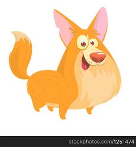 Cute cartoon vector drawing of dog head of Welsh Corgi breed. Image isolated on white