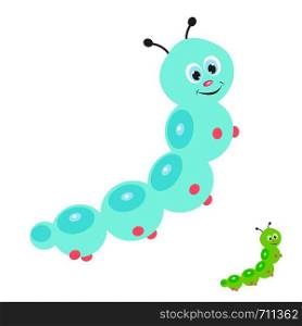 Cute cartoon vector isolated caterpillar or worm
