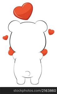 Cute cartoon white bear with red heart illustration.