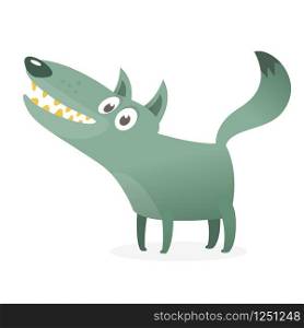 Cute cartoon wolf character. Wild forest animal collection. Vector wolf illustration