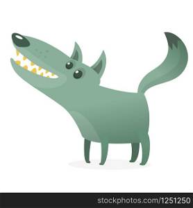 Cute cartoon wolf character. Wild forest animal collection. Vector wolf illustration