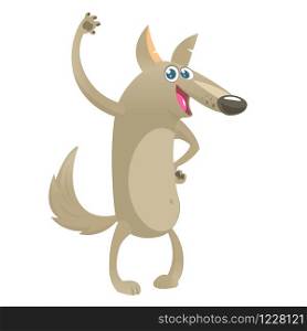 Cute cartoon wolf.Wild forest animal collection. Baby education. Isolated. White background. Flat design Vector illustration