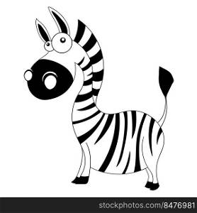 Cute cartoon zebra on white background isolated vector illustration.