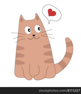 Cute cat brown striped tnink about love Royalty Free Vector