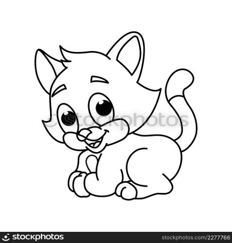 Cute cat cartoon characters vector illustration. For kids coloring book.