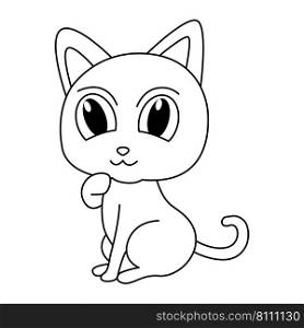 Cute cat cartoon coloring page for kids Royalty Free Vector