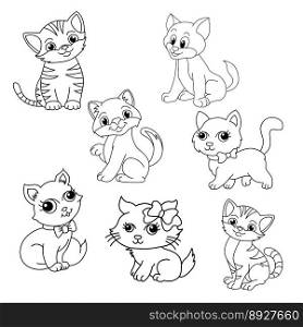 Cute cat cartoon coloring page illustration vector. For kids coloring book.