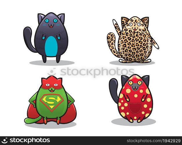 Cute cat cartoon sltyle callection ,lover kiitty vector illustrator