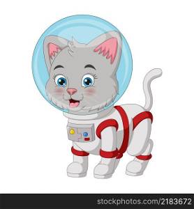 Cute cat cartoon wearing astronaut costume