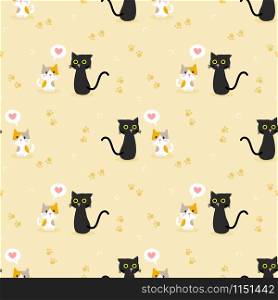 Cute cat couple seamless pattern.