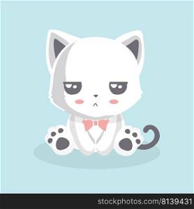 Cute cat illustration on pastel background. 