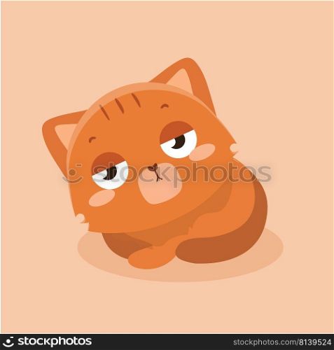 Cute cat illustration on pastel background.  