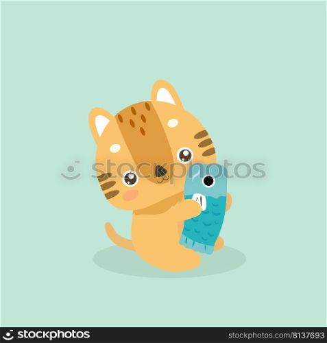 Cute cat illustration on pastel background.. Cute cat illustration 