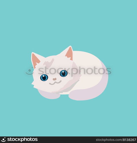 Cute cat illustration on pastel background. . Cute cat illustration