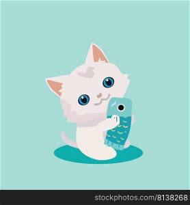 Cute cat illustration on pastel background. . Cute cat illustration