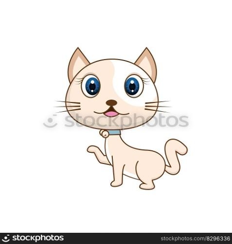 Cute cat in cartoon style isolated, Cat mascot on white background vector illustration 
