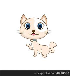 Cute cat in cartoon style isolated, Cat mascot on white background vector illustration 