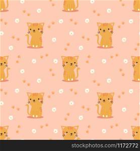 Cute cat seamless pattern.