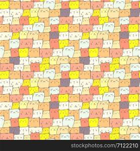 Cute cat seamless pattern background. Vector illustration for fabric and gift wrap paper design.
