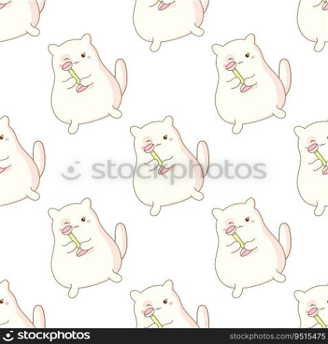 cute cat uses kawaii korean cosmetics seamless pattern rollerball face. vector illu. cute cat uses kawaii korean cosmetics seamless 