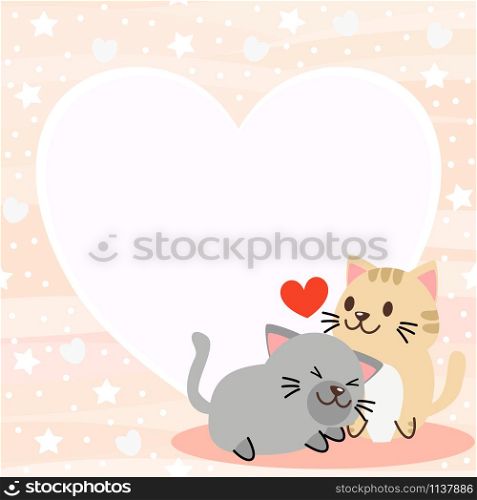 Cute cats in Valentine&rsquo;s Day background.