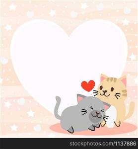 Cute cats in Valentine&rsquo;s Day background.