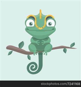 Cute chameleon. Vector illustration.