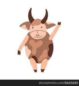 cute character horned bull symbol of 2021, hand drawn vector illustration. cute character horned bull symbol of 2021, vector
