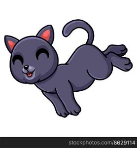 Cute chartreux cat cartoon jumping