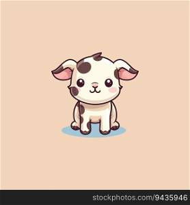 Cute chibi cow kawaii illustration